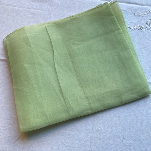 Vintage organdy (ca 1950's) lime green fabric remnant, 38"wide x 29" long - Picture 1 of 5